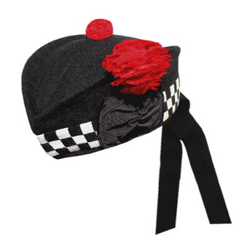 Black Glengarry Hat With White Black Dicing - biznimart